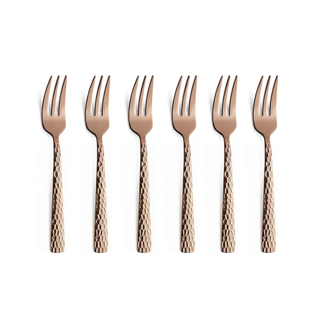 6-pc set cake forks in trend box - Rose Champagne Amefa