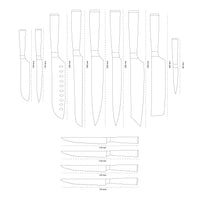 Shinrai Knives - Damascus Print 13-piece Knife set - Master collection XL set