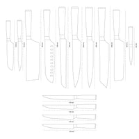 Shinrai Knives - Damascus Print 14-piece Knife set - Master collection XXL set