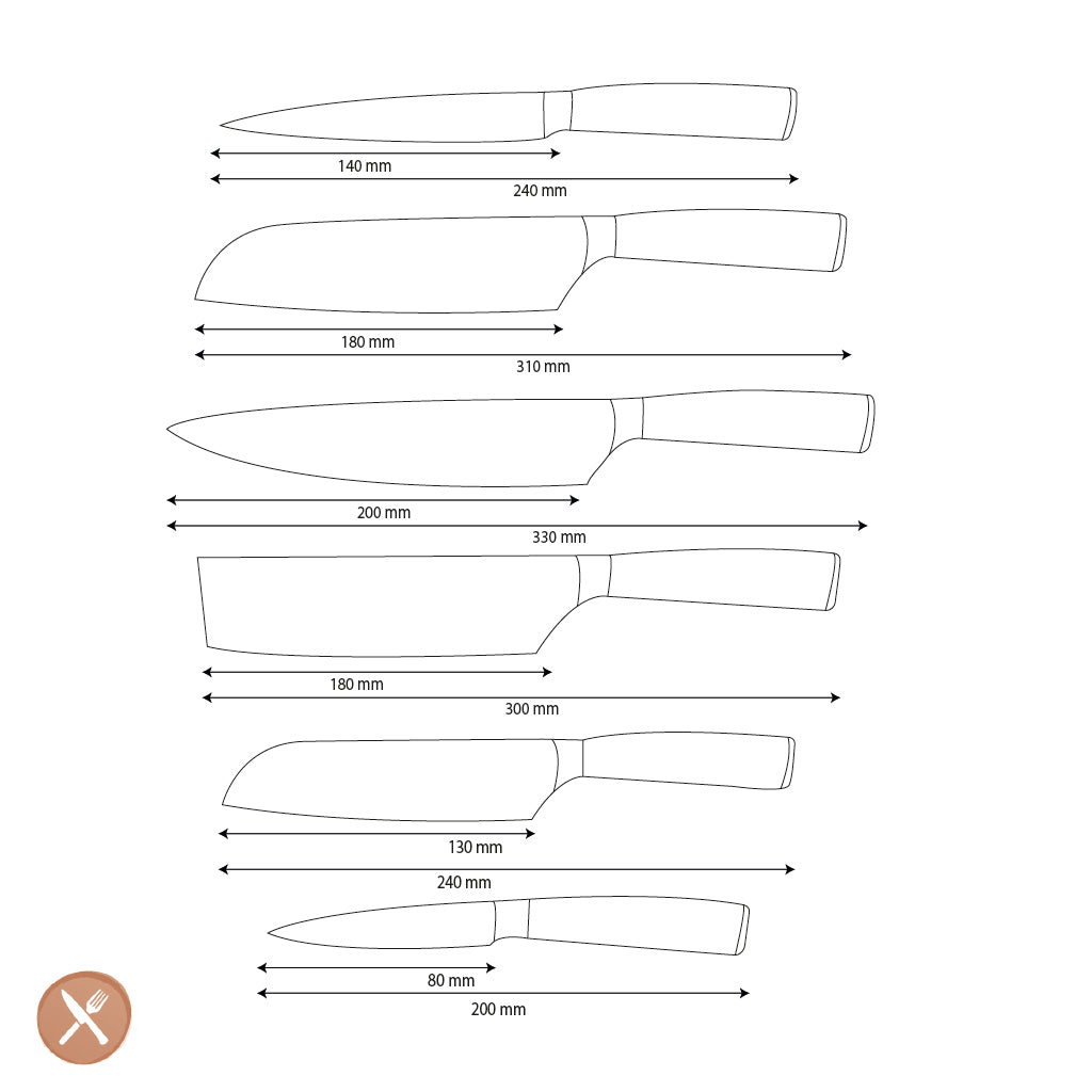 Shinrai Knives - Hammered Stainless Steel 6-piece Knife Set