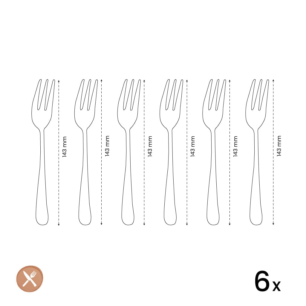 Amefa - Baguette 6 Gebaksvorkjes - Zilver Gebaksvorkjes Amefa