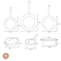 Batterie de cuisine GreenPan - Barcelona Pro XXL 8 pièces (18/20/28/30/28/28 cm) : casserole avec couvercle, 2 poêles, cocotte avec couvercle, wok et plat à four.