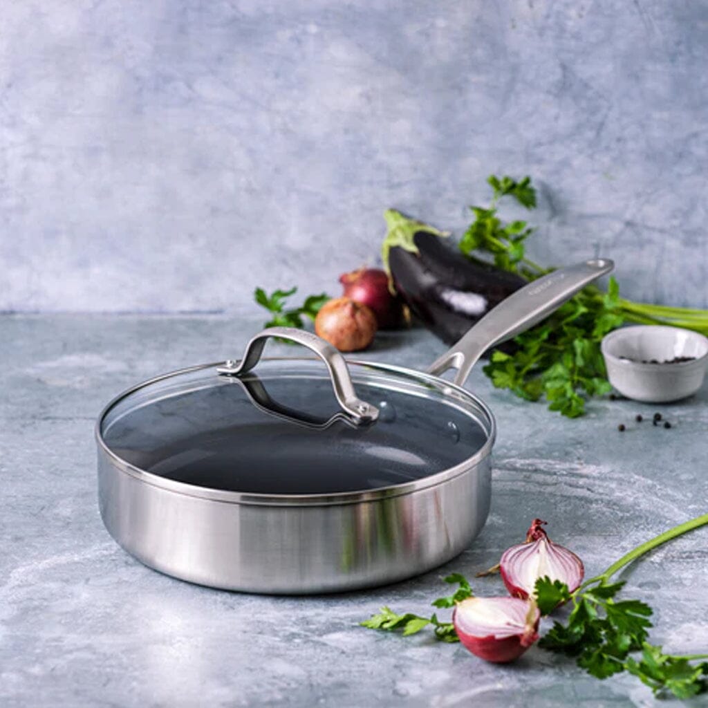 GreenPan - Geneva Stoofpan met keramische antiaanbaklaag met deksel 24cm Hapjespan GreenPan