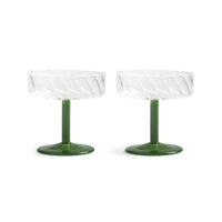 &Klevering - Coupe twirl donkergroen set van 2 Cocktail glazen &Klevering