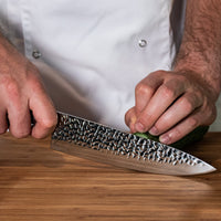 Shinrai Japan - Hammered RVS 6-delige Messenset + Magnetisch Messenblok Scalae - Acacia hout Shinrai Japan