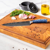 Shinrai Knives - Damascus Print Epoxy Sapphire 3-delige Messenset - Koksmes + Broodmes + Schilmes Messenset Shinrai Knives