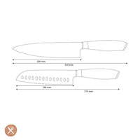 Shinrai Knives - Damast Pakka Wood 2-delige Messenset - Koksmes + Santoku mes Messenset Shinrai Knives