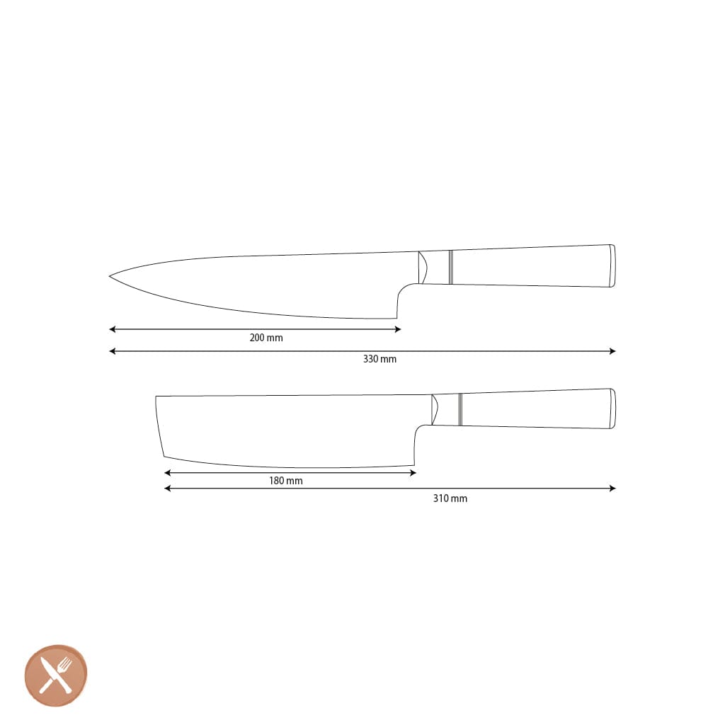 Shinrai Knives - Epoxy Onyx 2-delige Damascus Messenset - Koksmes + Nakiri Messenset Shinrai Knives