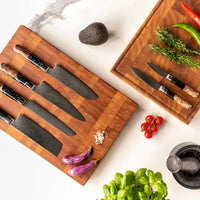 Shinrai Knives - Epoxy Onyx 6-delige Messenset + Messenblok Stans Messenset met blok Shinrai Knives