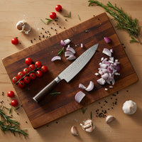 Shinrai Knives - Hammered Damast BR 3-delige Messenset - Koksmes + Nakiri + Santoku Messenset Shinrai Knives