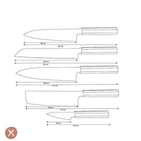 Shinrai Knives - Kigami Exclusive Damascus 5 pièces - Couteau de chef + Couteau à pain + Nakiri + Santoku + Couteau d'office Set de couteaux Shinrai Knives