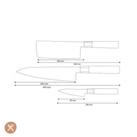 Couteaux Shinrai - Ensemble de couteaux damas Kurayami 3 pièces - Couteau de chef + Nakiri + Couteau d'office Ensemble de couteaux Couteaux Shinrai