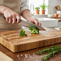 Planche à découper en bois de teck de luxe Shinrai Knives - Bois de bout - 35 × 25 × 2,5 cm