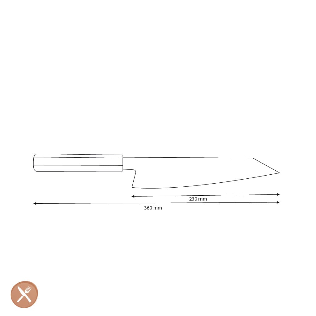 Couteaux Shinrai - Octogone type 3 Damas Kiritsuke 23 cm - Couteau Kiritsuke édition spéciale Couteaux Shinrai