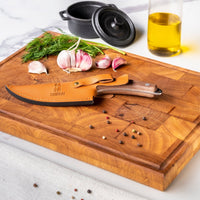 Couteaux Shinrai - Couteau de chef gladiateur en acier inoxydable avec étui - Couteau de chef d'extérieur marron