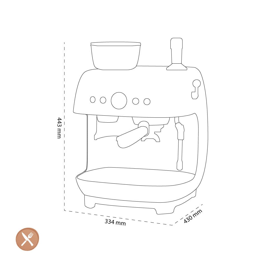 Smeg - Espressomachine | Rood | Jaren 50 | Handmatige espressomachine met geïntegreerde bonenmaler Handmatige Espressomachine Smeg
