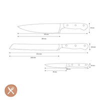 Coffret de couteaux Wüsthof - Classic Ikon 3 pièces - Couteau de chef + Couteau à pain + Couteau d'office