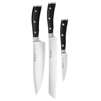 Coffret de couteaux Wüsthof - Classic Ikon 3 pièces - Couteau de chef + Couteau à pain + Couteau d'office