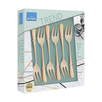 Amefa - Gold Matt PVD 6 Cake Forks in trend box- gold Amefa