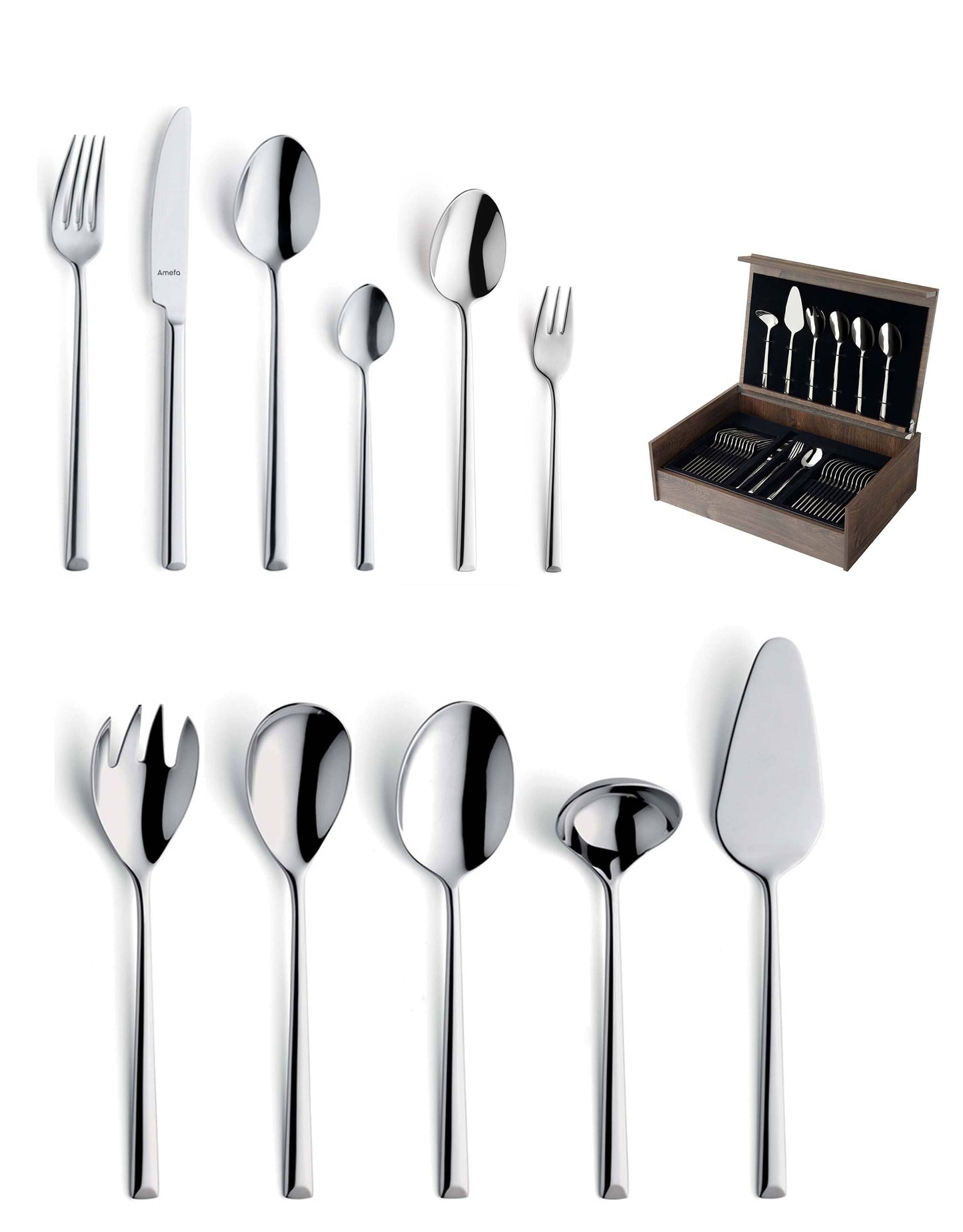 Amefa - Metropole 1170 78-pc Cutlery set in wooden canteen Bestekset Amefa