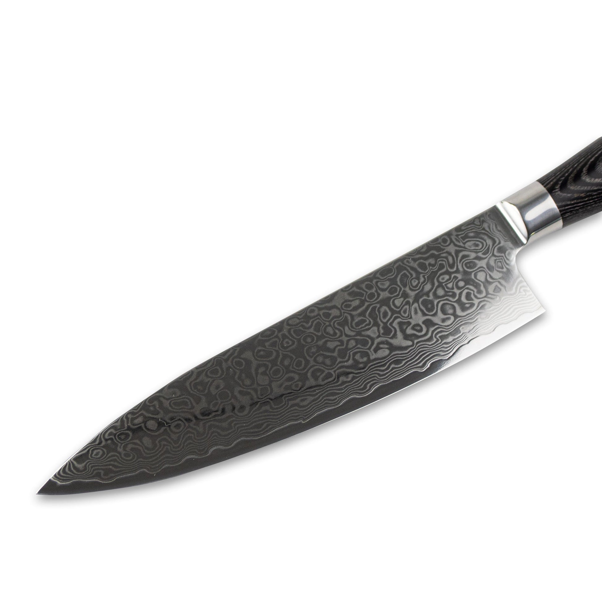 Damast Pakka Wood Series - 6-delige messenset + Acacia houder enkelzijdig Shinrai Japan
