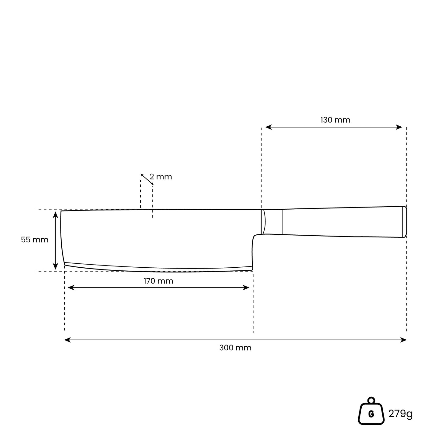 Hammered Damast BR Damascus Nakiri 18 cm Keukenmessen Shinrai Japan