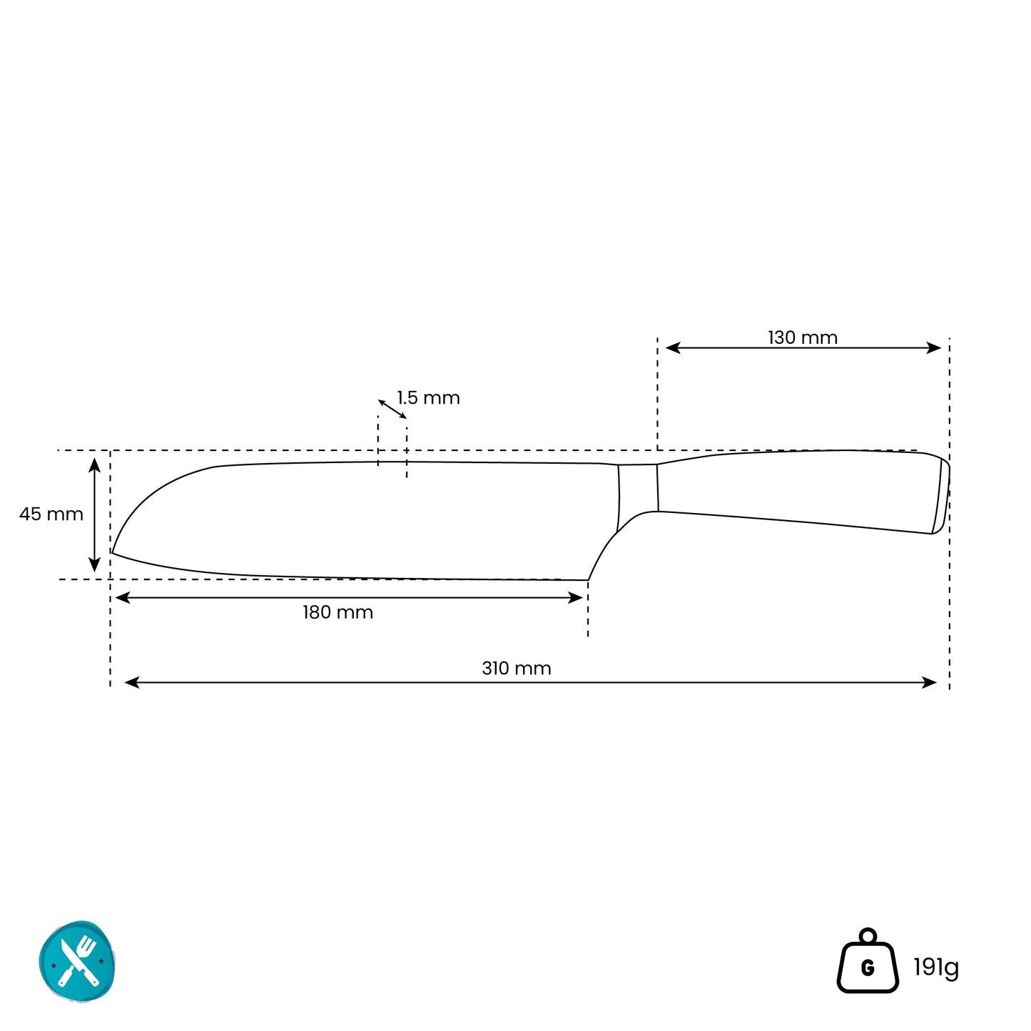 Japanse Damascus Print Epoxy Sapphire - Santoku mes (18cm) Keukenmessen Shinrai Japan
