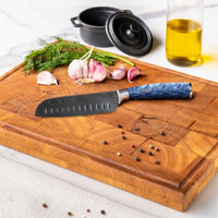 Japanse Damascus Print Epoxy Sapphire - Santoku mes Keukenmessen Shinrai Japan