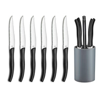 Lou Laguiole - 6-pc steak knives in grey block - black Steakmes Lou Laguiole