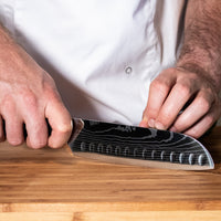 Messenset Damascus print 9-delig + Acacia Houder Dubbelzijdig Messensets Shinrai Japan