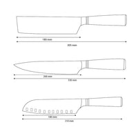 Shinrai Knives - Micarta Jewels 3-piece Knife Set - Chef's Knife + Nakiri + Santoku