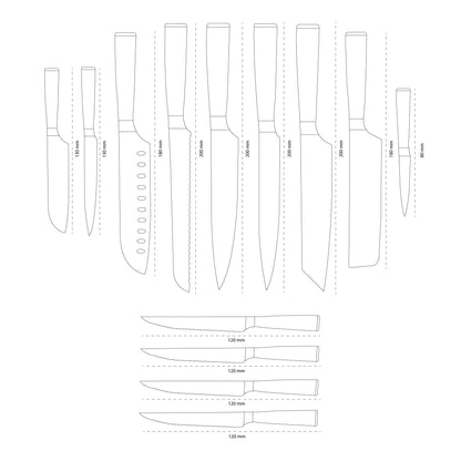 Shinrai Knives - Damascus Print 13-piece Knife set - Master collection XL set