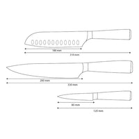 Shinrai Knives - Damascus Print 3-Piece Knife Set - Chef's Knife + Santoku + Paring Knife