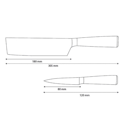 Shinrai Knives - Damascus Print Epoxy Sapphire 2-piece Knife Set - Nakiri + Paring Knife