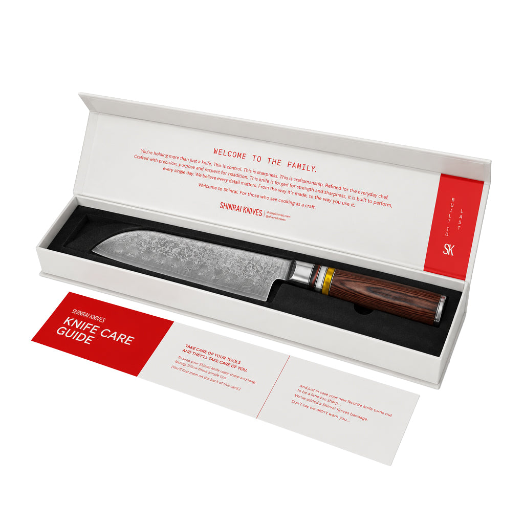 Shinrai Knives - Ensemble de 2 couteaux Damas Micarta Jewels - Couteau de chef + Santoku