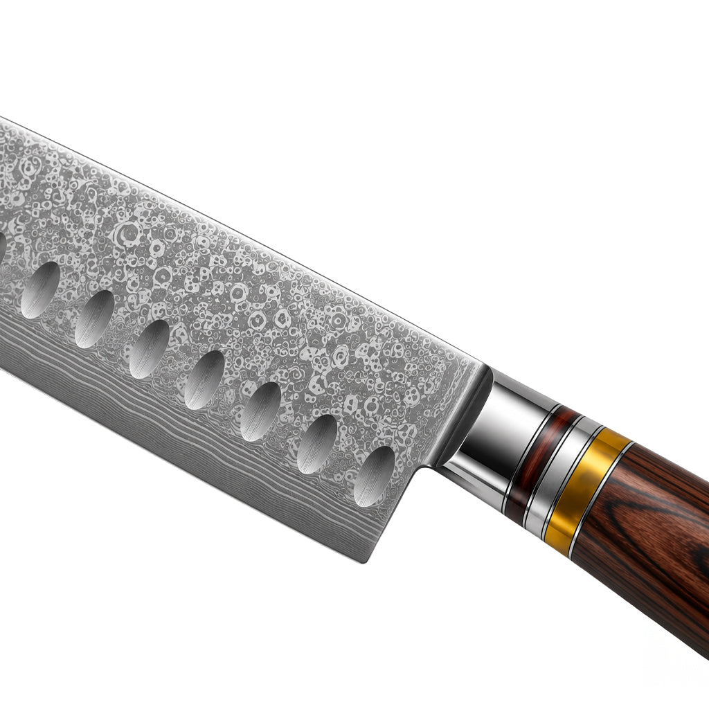 Damast Santoku Micarta Jewels knife 18 cm
