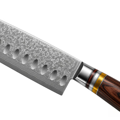 Damast Santoku Micarta Jewels knife 18 cm