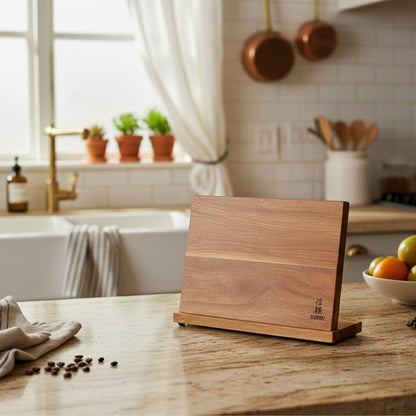 Bloc à couteaux magnétique simple face - Bois d&#39;acacia