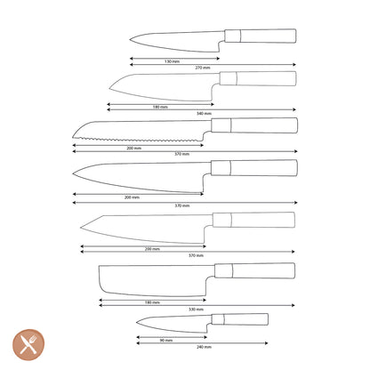 Shinrai Knives - Takumi Kaza 7-piece Damascus Knife Set