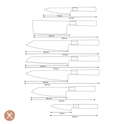 Shinrai Knives - Kurayami 7-piece Damascus Knife Set