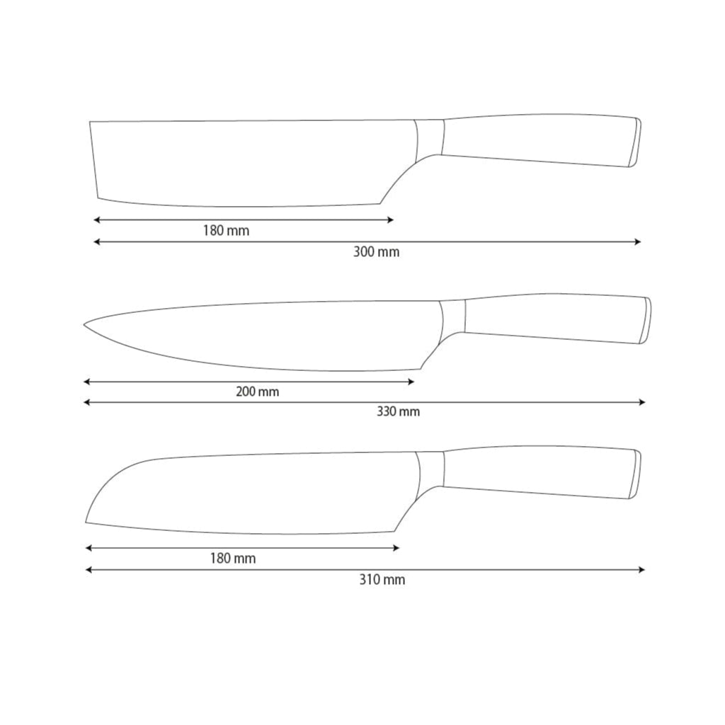 Série Hammered Stainless Steel - Ensemble de couteaux 3 pièces