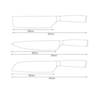 Série Hammered Stainless Steel - Ensemble de couteaux 3 pièces