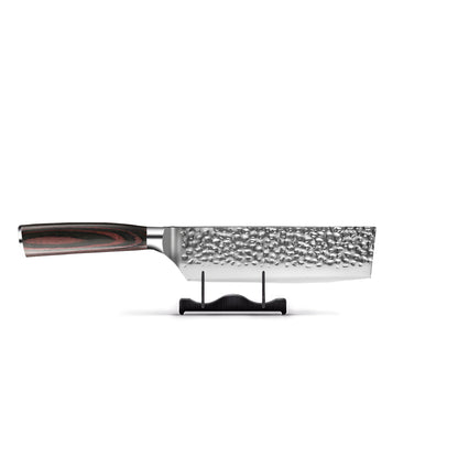Shinrai Knives - Hammered Stainless Steel 6-Piece Knife Set + Knife Block + Sharpening Stone