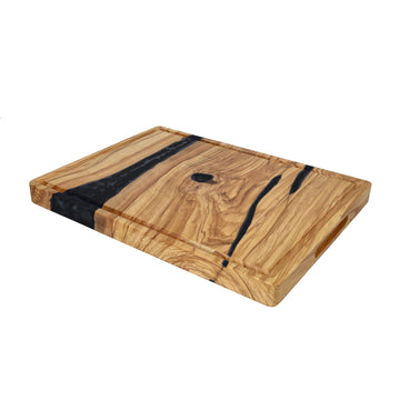 Shinrai Japan - Epoxy Onyx Cutting Board Olive Wood - 40 x 30 x 3 cm