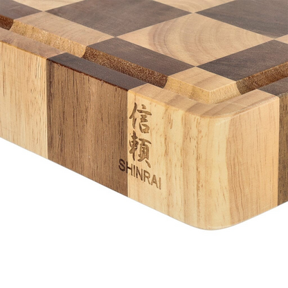 Shinrai Knives - Chess Cutting Board Acacia Wood - 40 x 30 x 4.5 cm