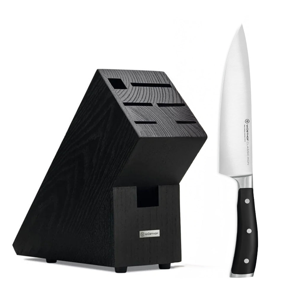 Wusthof - Couteau de chef Classic Ikon 20cm + Bloc à couteaux noir offert