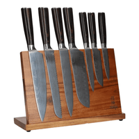 Damascus Print 7-delige Messenset + Magnetisch Messenblok Enkelzijdig Messenset met blok Shinrai Knives 