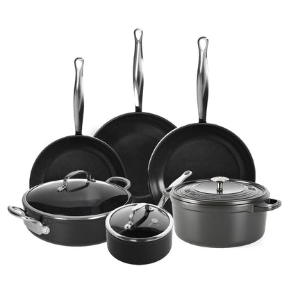 GreenPan - Barcelona Pro XXL 8-delige Pannenset 18/20/28/30/28/28 cm - steelpan met deksel + 2 koekenpannen + stoofpan met deksel + wokpan + braadpan Pannenset GreenPan 