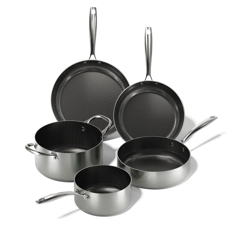 Cook & Pan - Ensemble de 5 poêles en acier inoxydable au miel