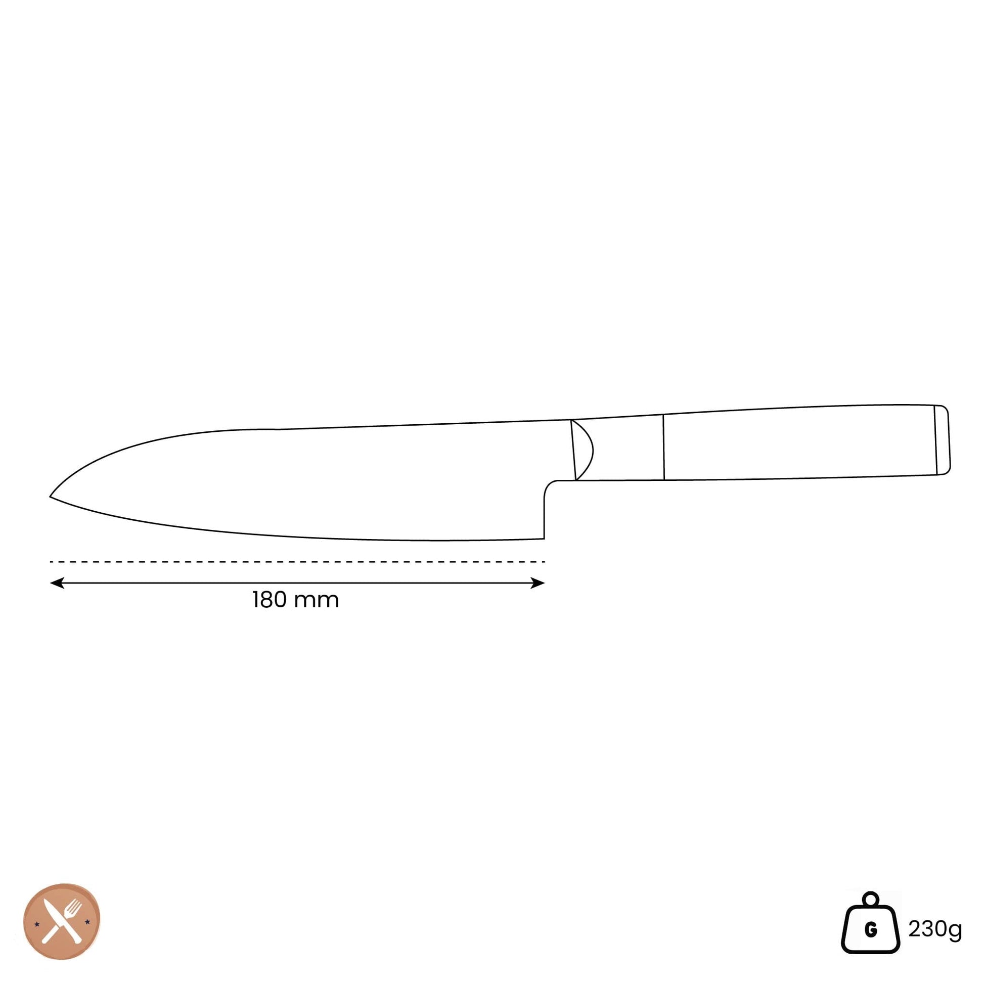 Kuro - Japanse Santoku 18 cm Santokumes Satake 